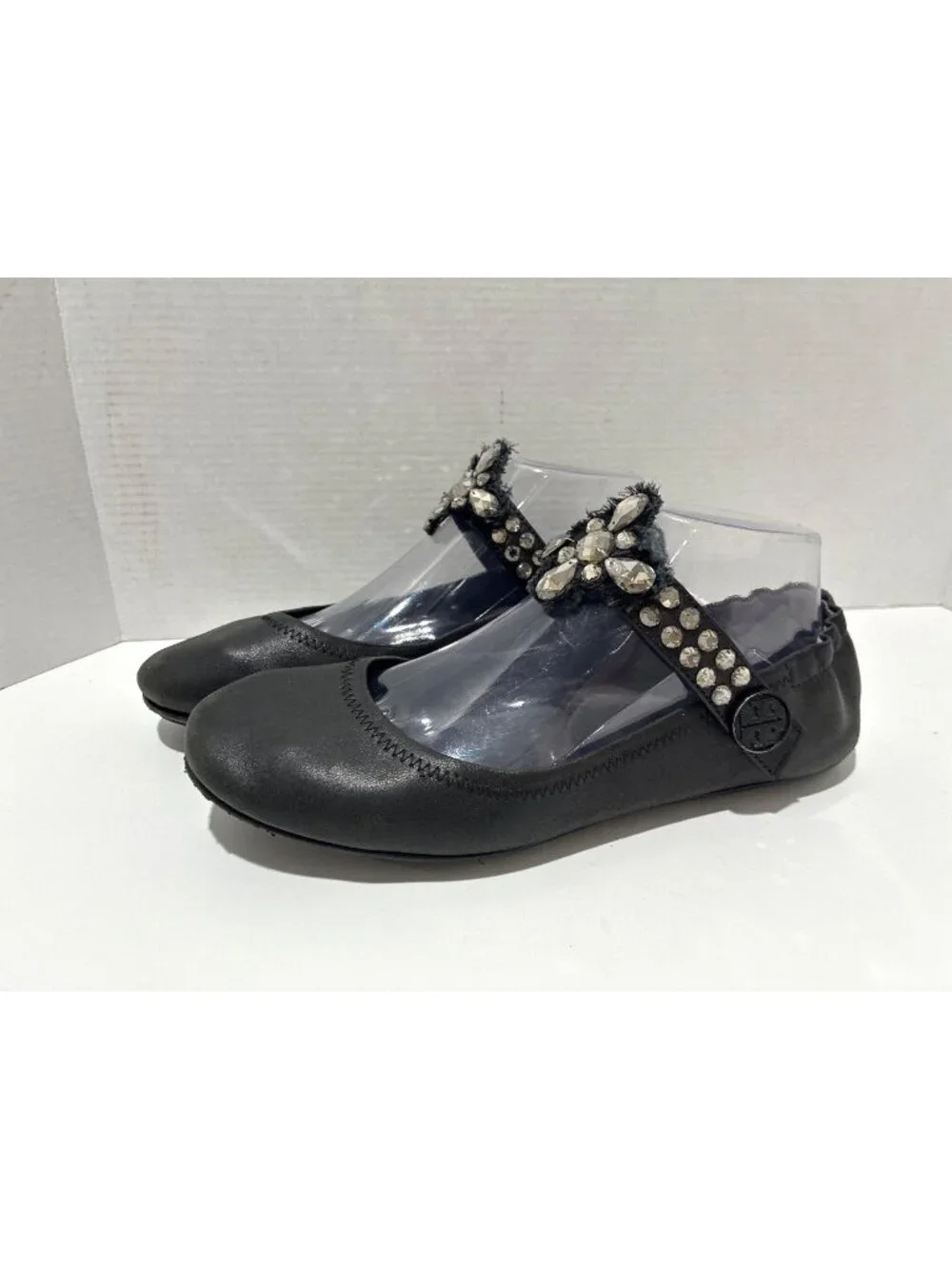 Tory Burch Minnie Reva Ballet Flats Embellished Convertible Strap 8.5 Ballerina
